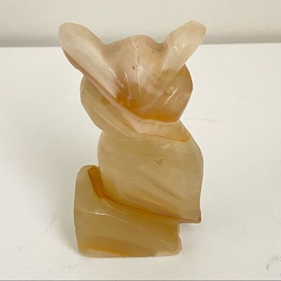 4” Carved Alabaster Owl Figurine Table Decoration Realistic - Picture 2 of 5
